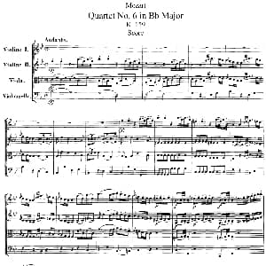 小提琴谱 | Mozart Quartet No.6 in Bb Major,K.159 总谱