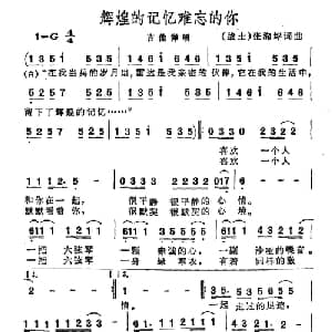 辉煌的记忆难忘的你_通俗唱法乐谱_词曲:张洵坪 张洵坪