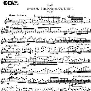 小提琴谱 | Sonata No.1 in D MajorOp.5 No.1