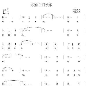 祝你生日快乐_美声唱法乐谱_词曲:八两 八两