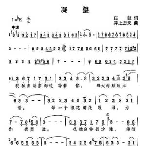 凝望_通俗唱法乐谱_词曲:庄奴 井上忠夫