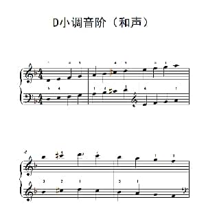 D小调音阶 钢琴谱