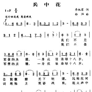 军歌金曲 兵中花_通俗唱法乐谱_词曲:李淑琴 孙绰