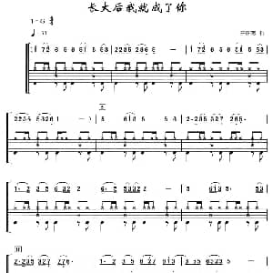 长大后我就成了你 架子鼓 简谱 鼓谱 王佑贵