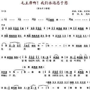 毛主席啊我们永远忠于您_歌谱投稿_词曲:洪源 刘薇 石祥 唐诃 生茂