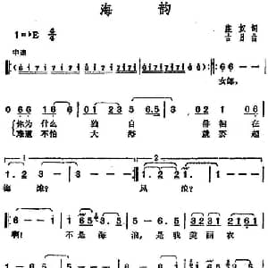 邓丽君演唱金曲 海韵_通俗唱法乐谱_词曲:庄奴 古月