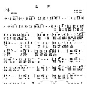 想你_通俗唱法乐谱_词曲:谭梅芳 王聚宝