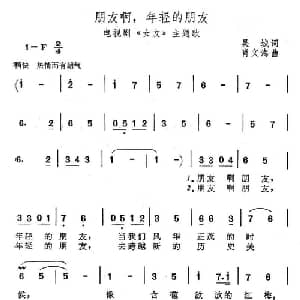 朋友啊,年轻的朋友_通俗唱法乐谱_词曲:吴城 肖文海