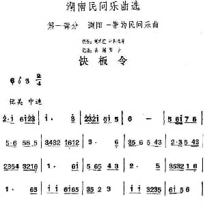 快板令 湖南民间乐曲选 洪滔 贾古记谱