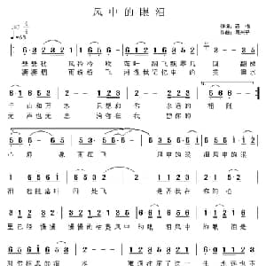 风中的眼泪_通俗唱法乐谱_词曲:若惜 周兴平