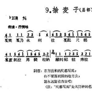 藏族民歌舞曲选_捡麦子_民歌简谱