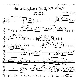 萨克斯谱 | Suite anglaise No 2,BWV 807 法国组曲之二 前奏曲 中音萨克斯分谱 巴赫