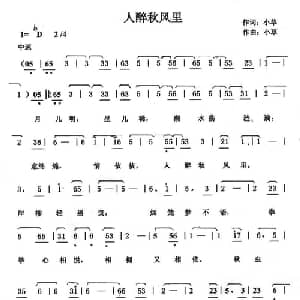 人醉秋风里_通俗唱法乐谱_词曲:小草 小草