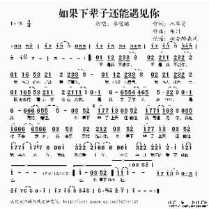 如果下辈子还能遇见你_歌谱投稿_词曲:林华勇 布川