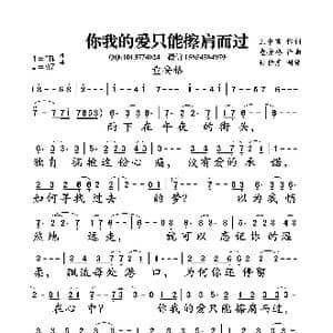 你我的爱只能擦肩而过_歌曲简谱_词曲:王中言 童安格
