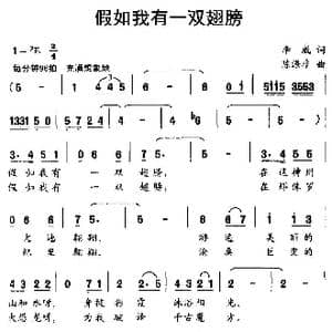假如我有一双翅膀_歌曲简谱_词曲:李威 陈涤非