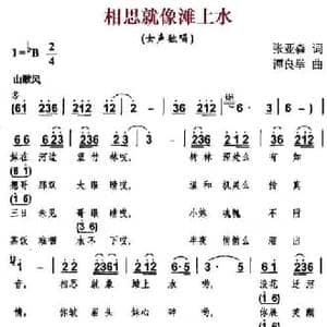 相思就像滩上水_民歌简谱_词曲:张亚森 谭良举