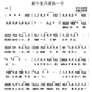 我今生只爱你一个_通俗唱法乐谱_词曲:张家源 张家源