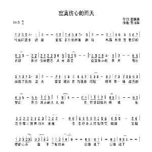 寂寞伤心的雨天_通俗唱法乐谱_词曲:张艳惠 吴清华