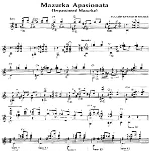 Mazurka Apasionata 吉他谱 奥古斯汀 巴里奥斯 曼戈雷 Agustin Barrios Mangore