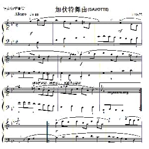 巴赫初级钢琴曲之二十 加伏特舞曲 钢琴谱