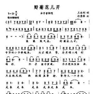 野菊花儿开_民歌简谱_词曲:王永利 孙秀华