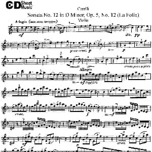 小提琴谱 | Sonata No.12 in D Minor Op.5 No.12