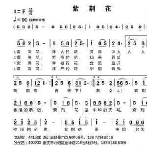 紫荆花_民歌简谱_词曲:沈献智 孙元艺