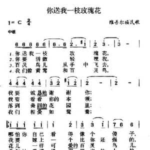 你送我一枝玫瑰花_民歌简谱_词曲: 维吾尔族民歌