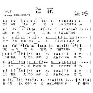 泪花_通俗唱法乐谱_词曲:于秀莲 白雁冰