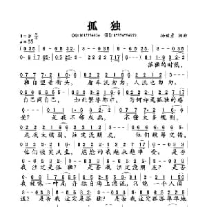 孤独_通俗唱法乐谱_词曲:孙世彦 孙世彦