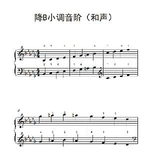 降B小调音阶 钢琴谱