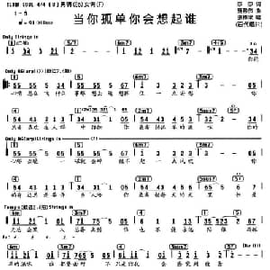 当你孤单你会想起谁_通俗唱法乐谱_词曲:莎莎 施盈伟