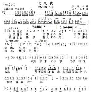 北风吹 彭丽媛版 _歌谱投稿_词曲:贺敬之 马可 张鲁