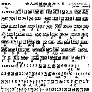 京剧谱 | 女儿家婚姻事羞答答 鸳鸯冢 选段 京胡伴奏谱 张火丁