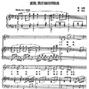 祖国,我在你的怀抱里_美声唱法乐谱_词曲:张楠 展澎