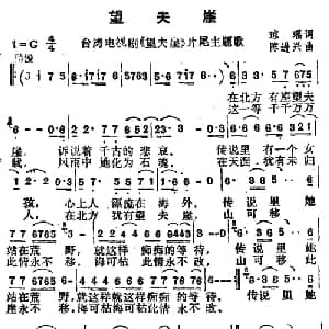 望夫崖_通俗唱法乐谱_词曲:琼瑶 陈进兴