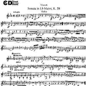 小提琴谱 | Violin Sonata in Eb Major K.58