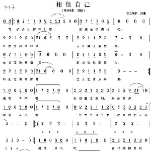 相信自己_通俗唱法乐谱_词曲:零点乐队 零点乐队