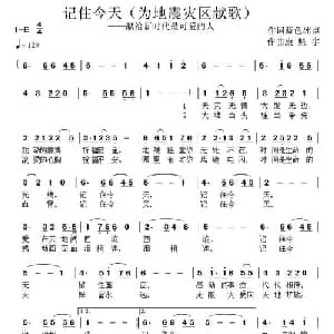 记住今天_通俗唱法乐谱_词曲:蓝色冰点 康魁宇