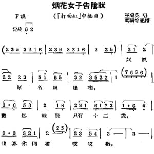 锡剧曲调 烟花女子告阴状 打面缸 插曲 王兰英 冯璜等记谱