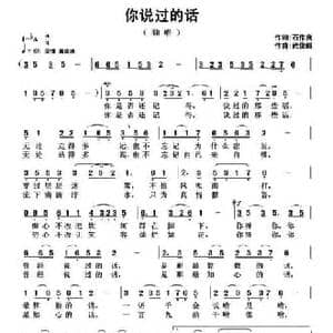 你说过的话_民歌简谱_词曲:石作良 武俊毅
