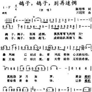 鸽子,鸽子,别再迷惘_民歌简谱_词曲:陈绍伟 邓超荣