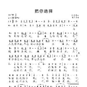把你选择_歌曲简谱_词曲:胡宏伟 陈涤非