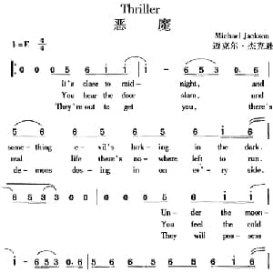 Thriller 恶魔_外国歌谱_词曲: 迈克尔 杰克逊