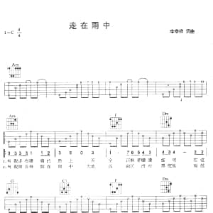 走在雨中 吉他谱 齐秦 李泰祥 李泰祥