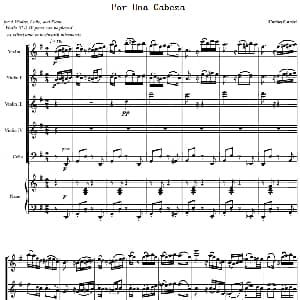 小提琴谱 | Por Una Cabeza 一步之遥 弦乐五重奏 钢琴伴奏总谱 Carlos Gardel
