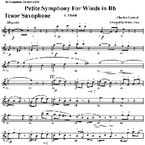 萨克斯谱 | Petite Symphony For Winds in Bb 四重奏 次中音萨克斯分谱