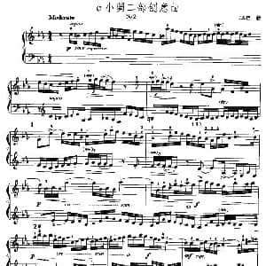 手风琴谱 | c小调二部创意曲 J S 巴赫