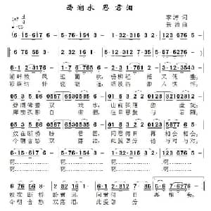 西湖水,思君泪_通俗唱法乐谱_词曲:李涛 景治
